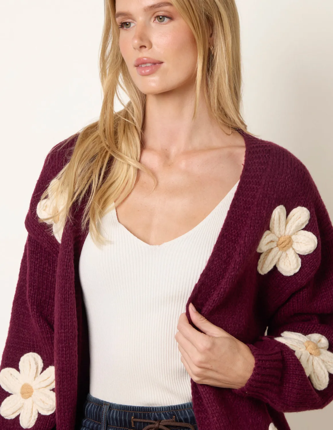 Daisy Large Flower Cardigan