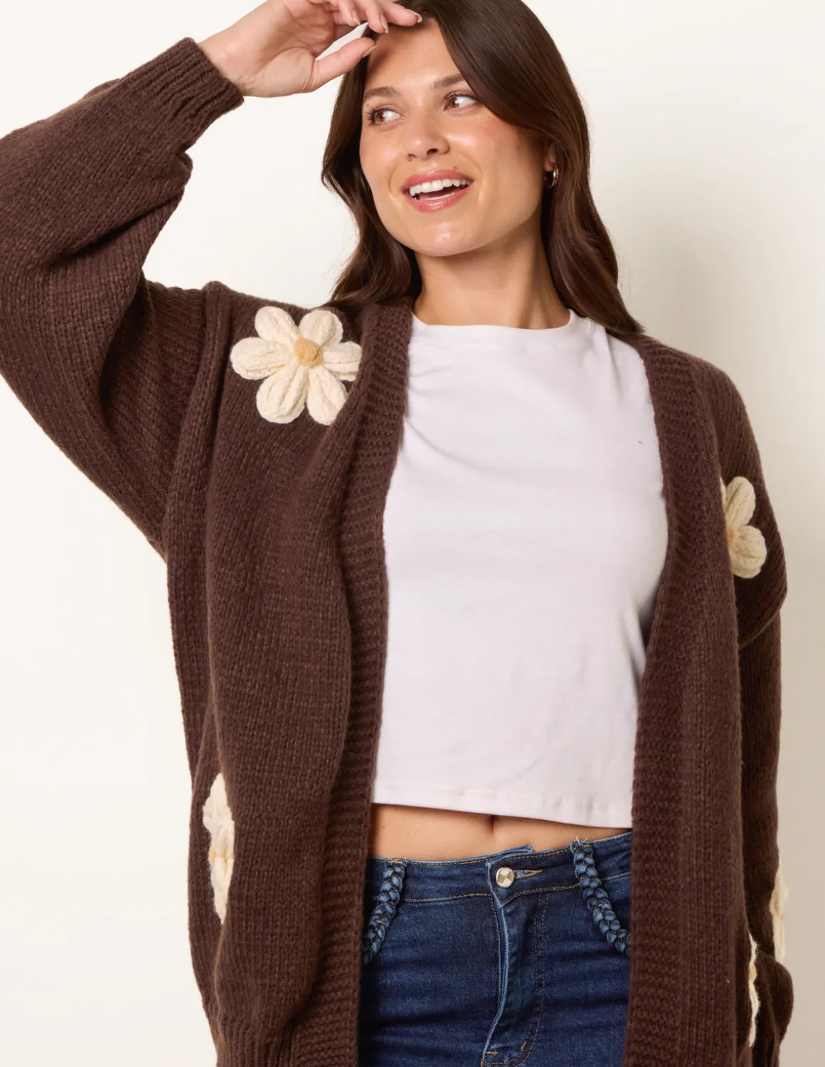 Daisy Large Flower Cardigan