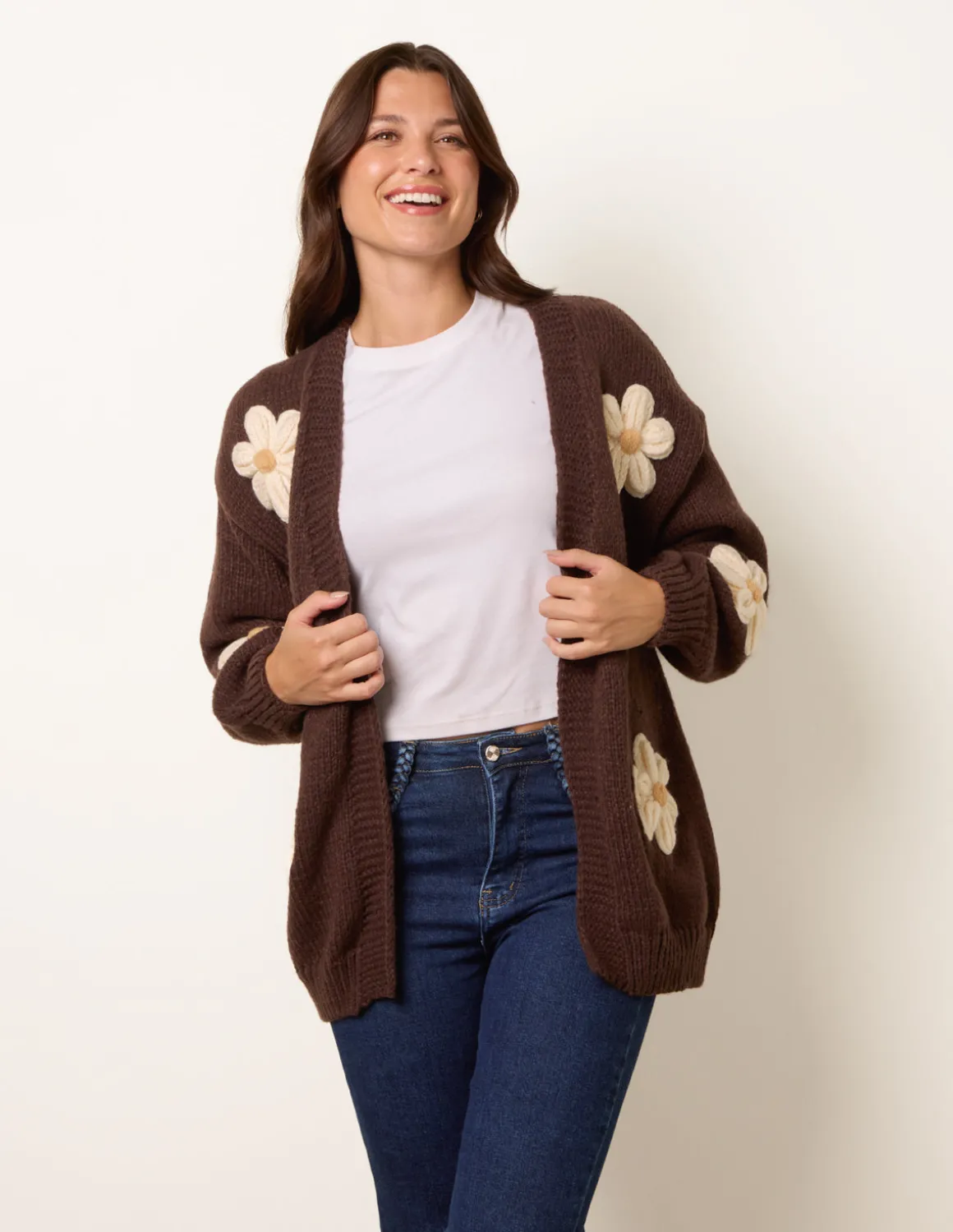 Daisy Large Flower Cardigan