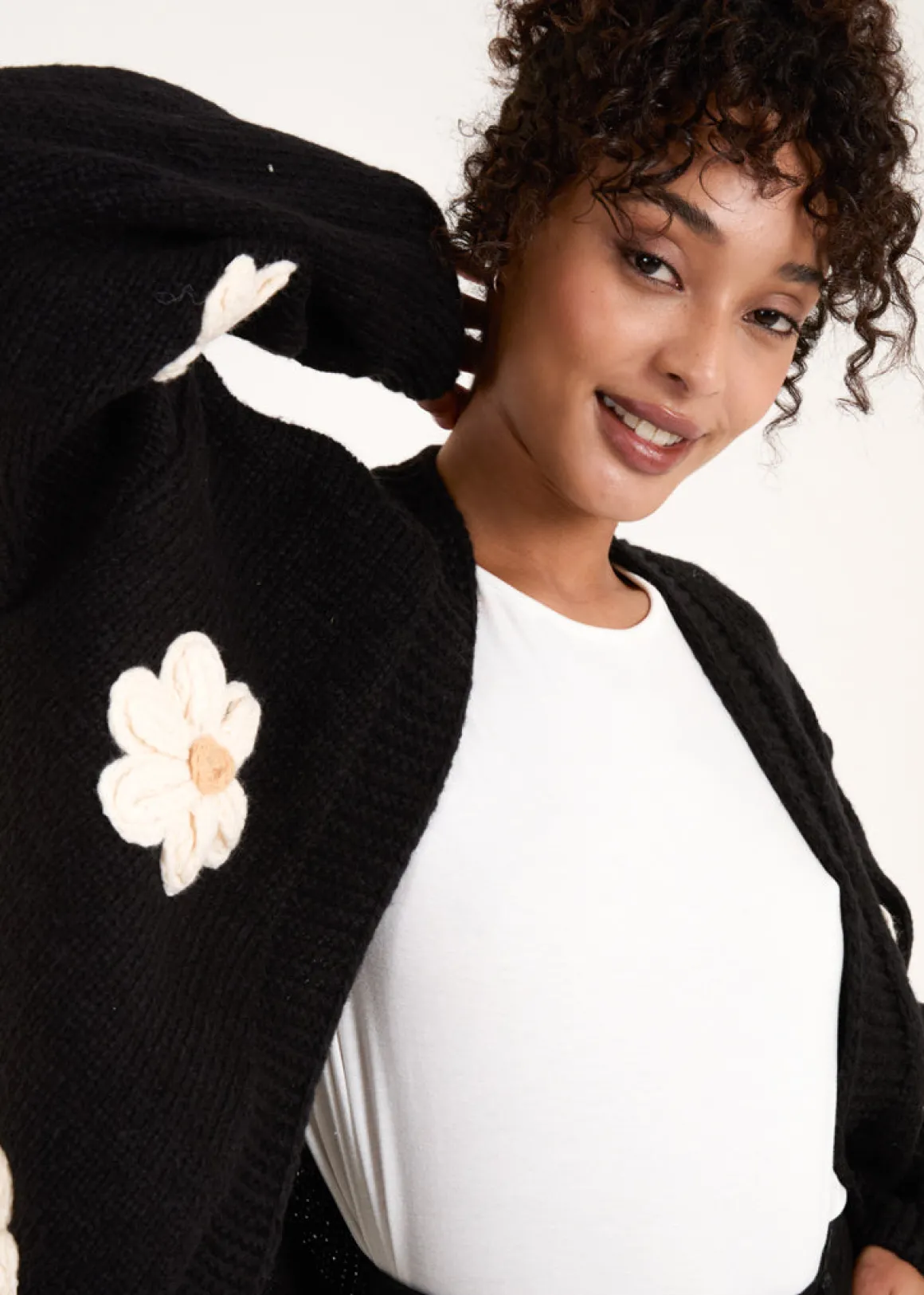 Daisy Large Flower Cardigan