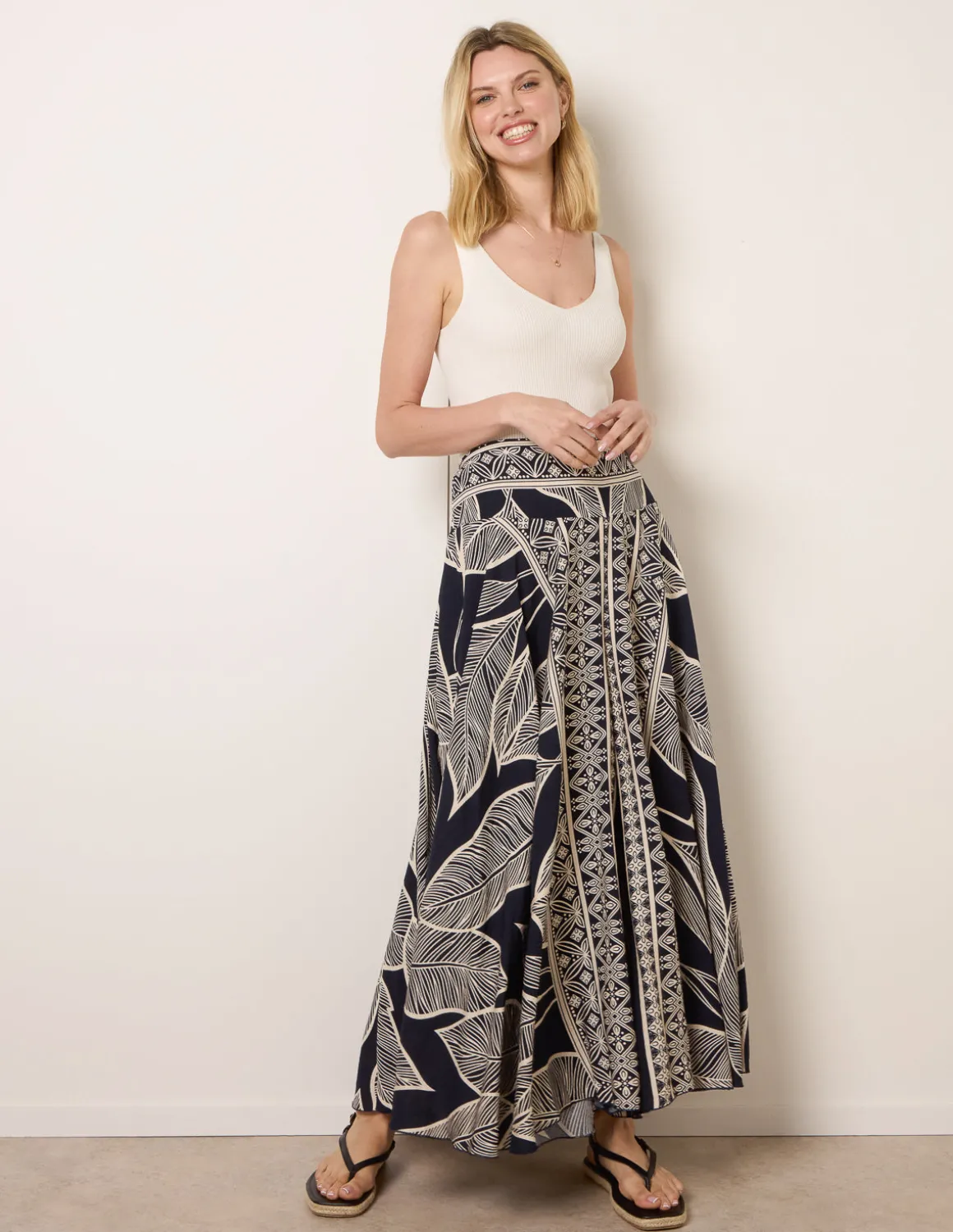Deep Waist Extra Wide Flowy Trousers