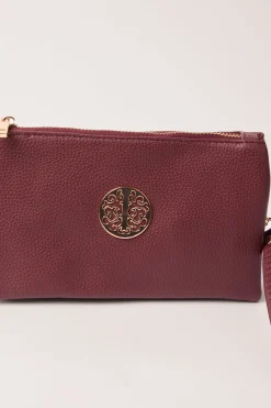 Detailed Zip Up Purse With Detachable Strap