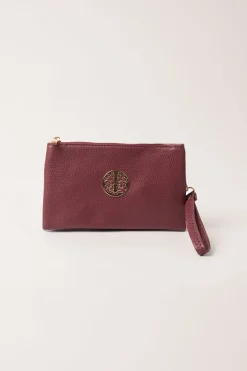 Detailed Zip Up Purse With Detachable Strap
