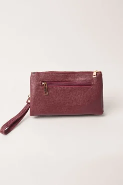 Detailed Zip Up Purse With Detachable Strap
