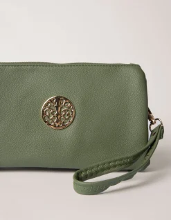 Detailed Zip Up Purse With Detachable Strap