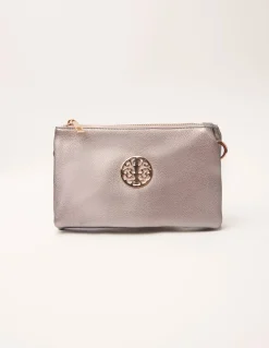 Detailed Zip Up Purse With Detachable Strap