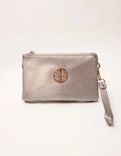 Detailed Zip Up Purse With Detachable Strap
