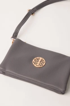 Detailed Zip Up Purse With Detachable Strap