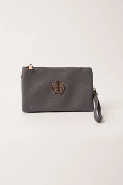 Detailed Zip Up Purse With Detachable Strap