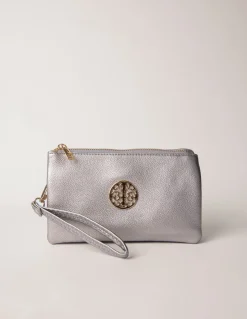 Detailed Zip Up Purse With Detachable Strap