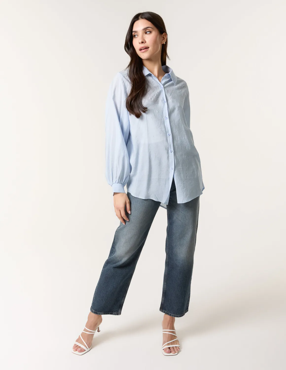 Diamante Detailed Classic Shirt