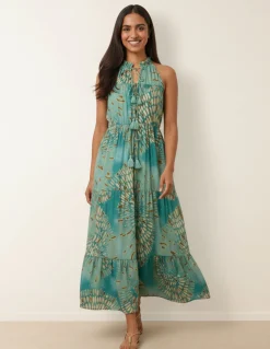 Diamante Tiered Tie Front Dress