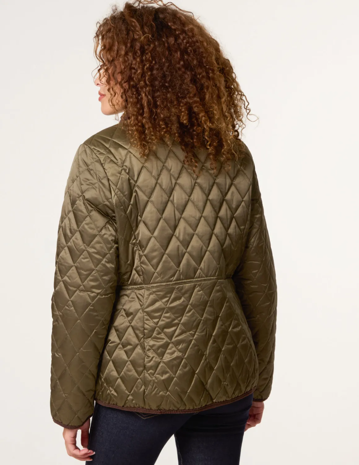 Diamond Quilted Cord Collar Coat