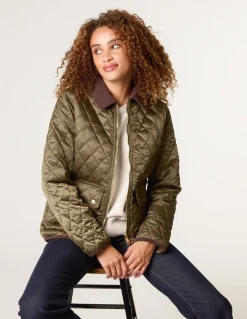 Diamond Quilted Cord Collar Coat