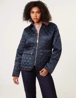 Diamond Quilted Cord Collar Coat