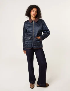 Diamond Quilted Cord Collar Coat