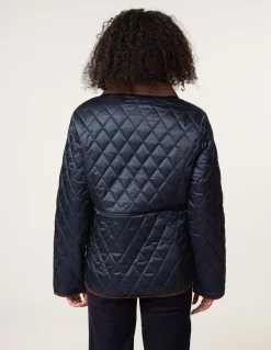 Diamond Quilted Cord Collar Coat