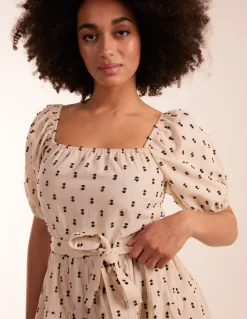 Dobby Spot Milkmaid Mini Dress