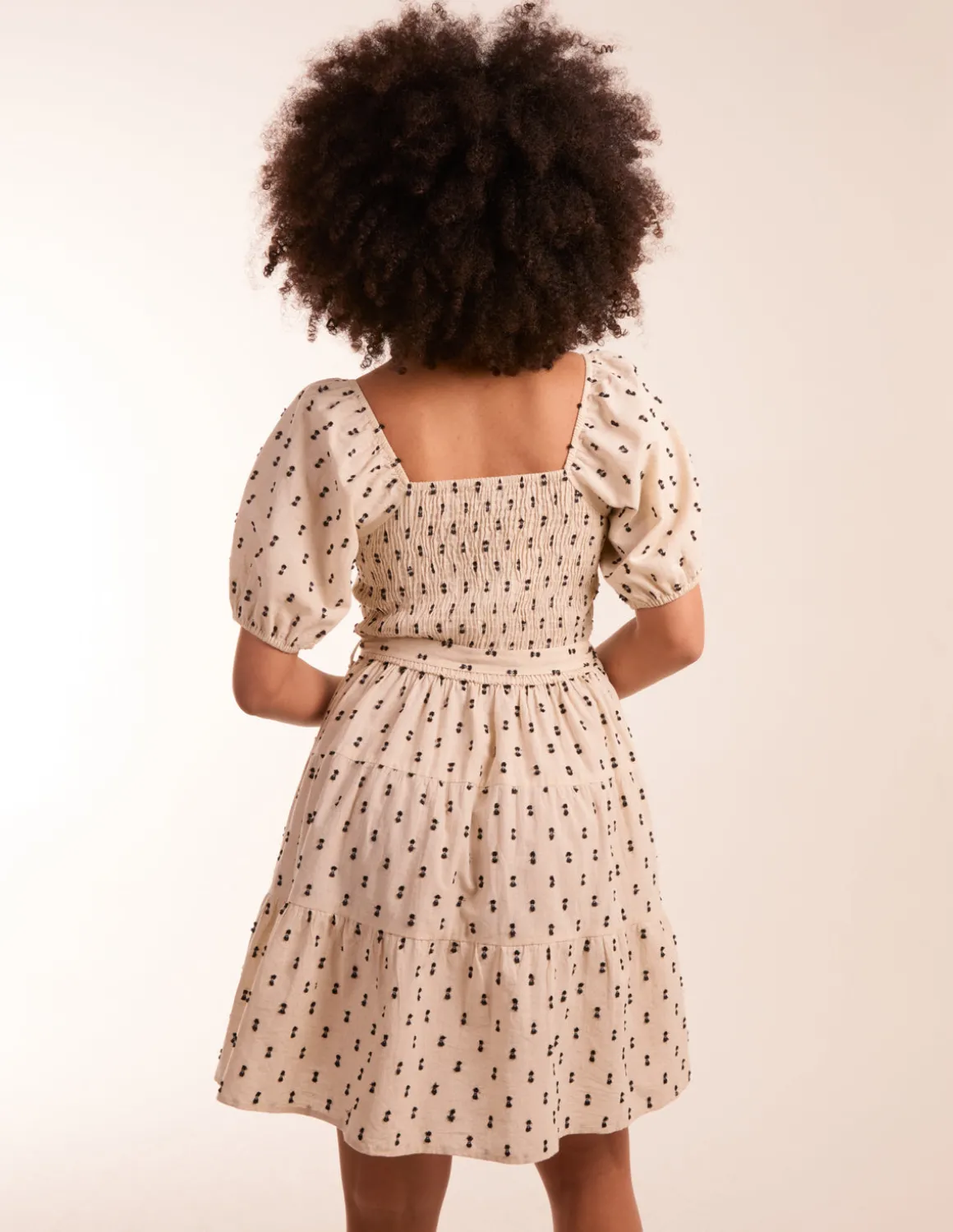 Dobby Spot Milkmaid Mini Dress