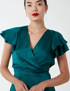 Double Angel Sleeve Wrap Dress