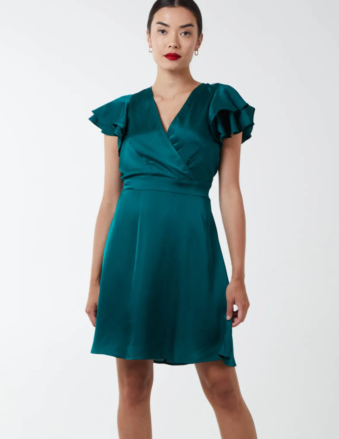 Double Angel Sleeve Wrap Dress