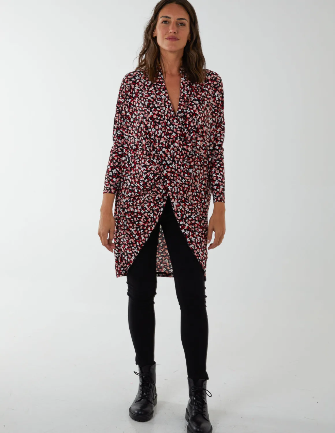 Draped Dip Hem Long Top