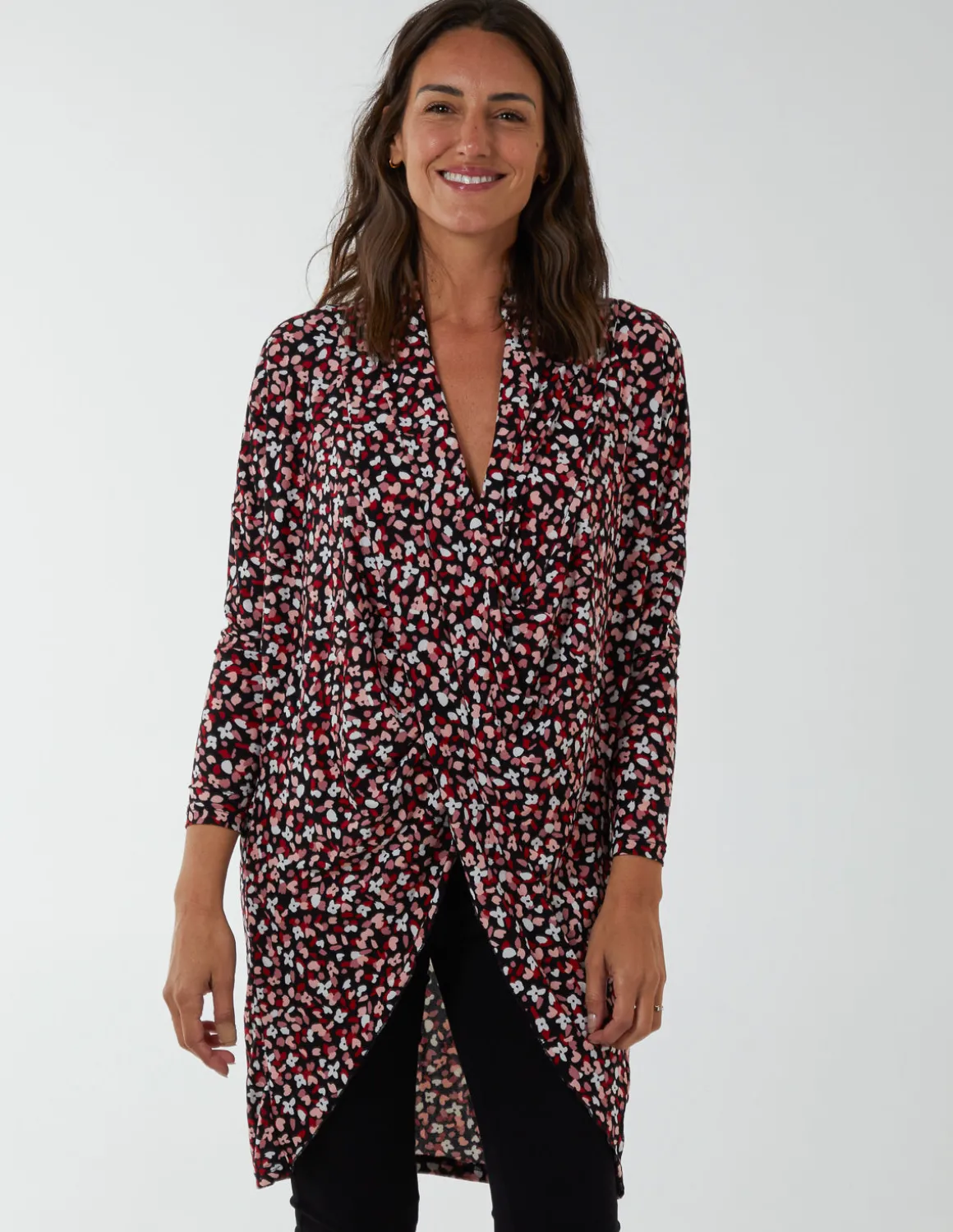 Draped Dip Hem Long Top