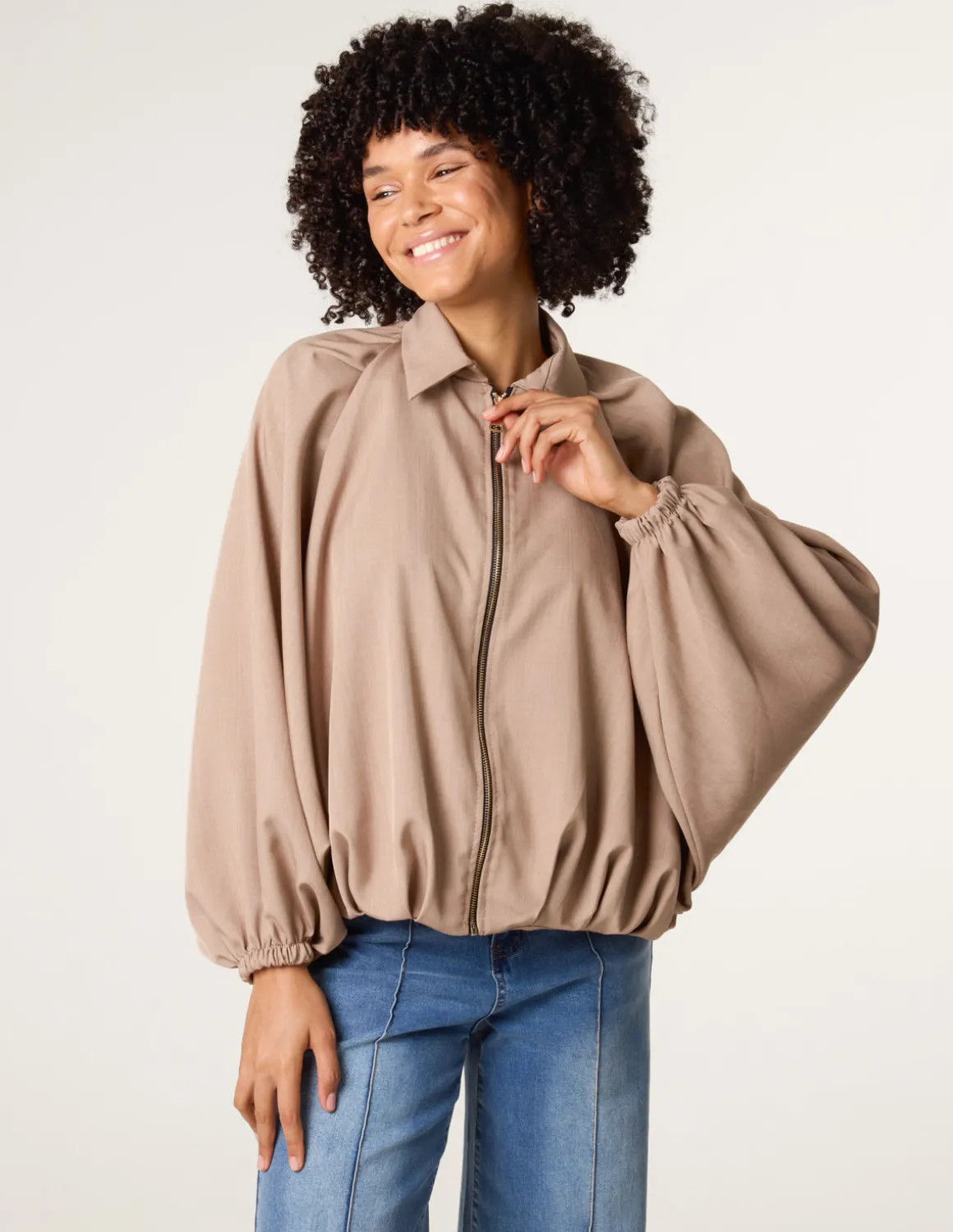 Drape Puffball Zipper Jacket