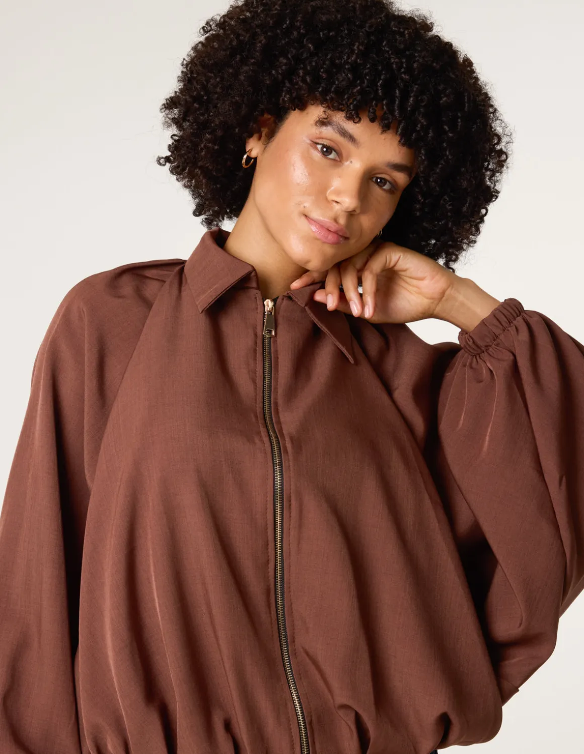 Drape Puffball Zipper Jacket