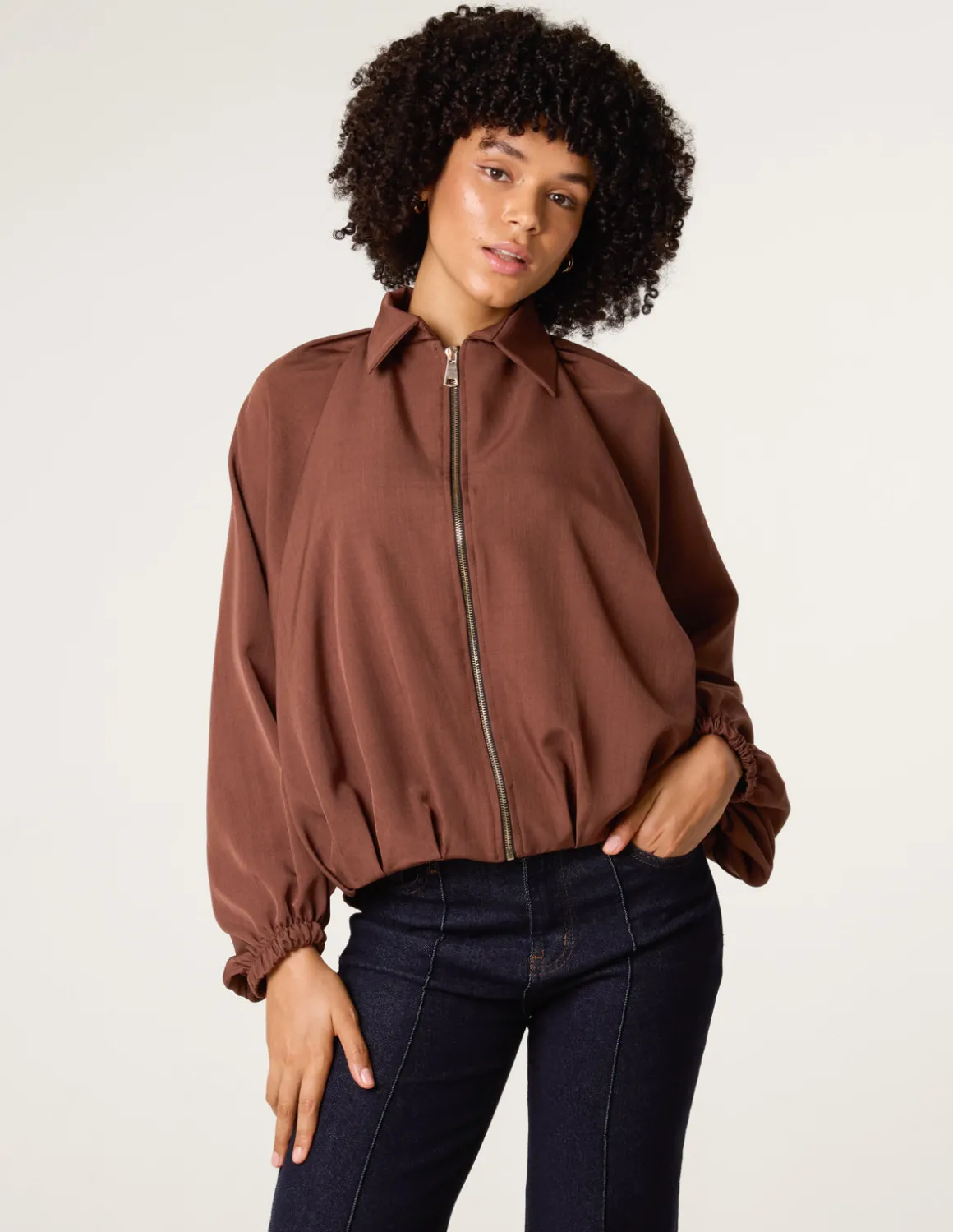Drape Puffball Zipper Jacket