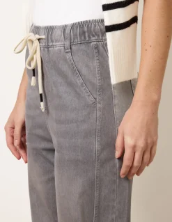 Drawstring Seam Detail Wide Leg Jeans