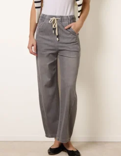 Drawstring Seam Detail Wide Leg Jeans