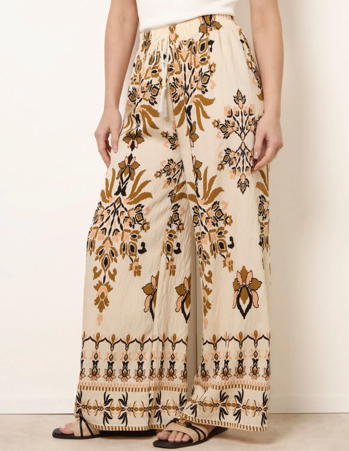 Drawstring Waist Wide Leg Pants