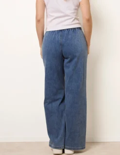 Draw String Wide Leg Denim Trousers