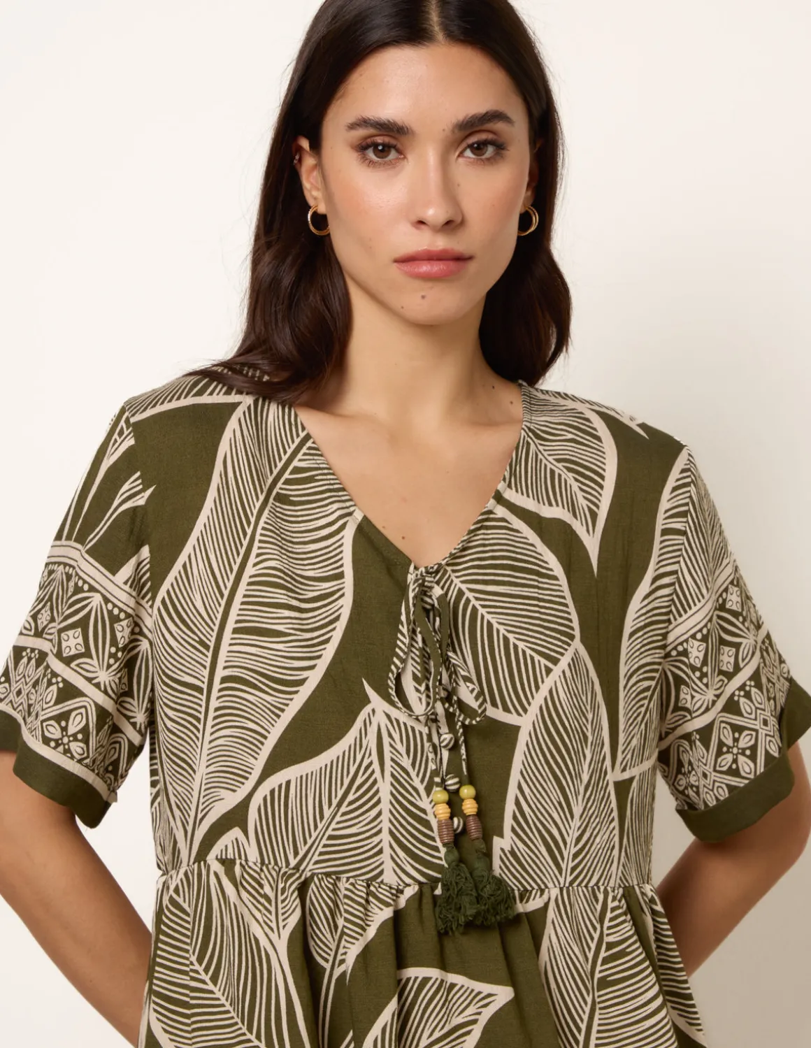 Dress With Tropical Leaf Print