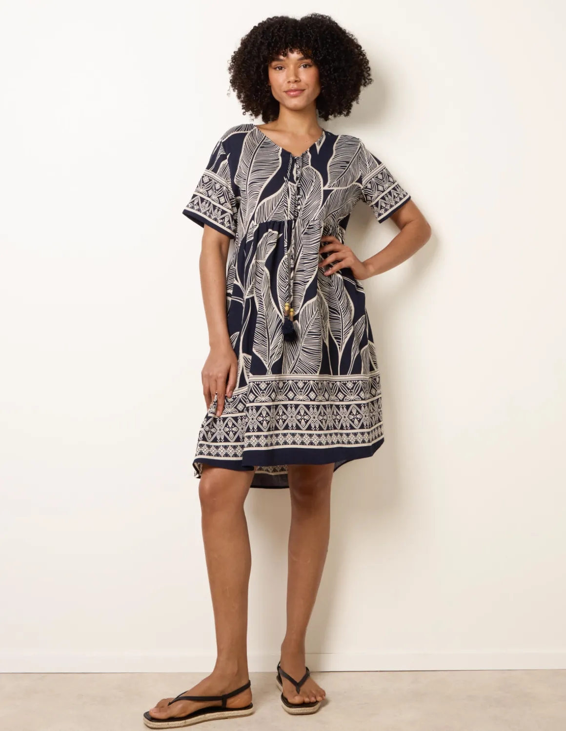 Dress With Tropical Leaf Print