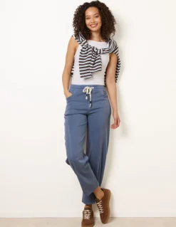 Elasticated Waistband Front Tie Stretch Trousers
