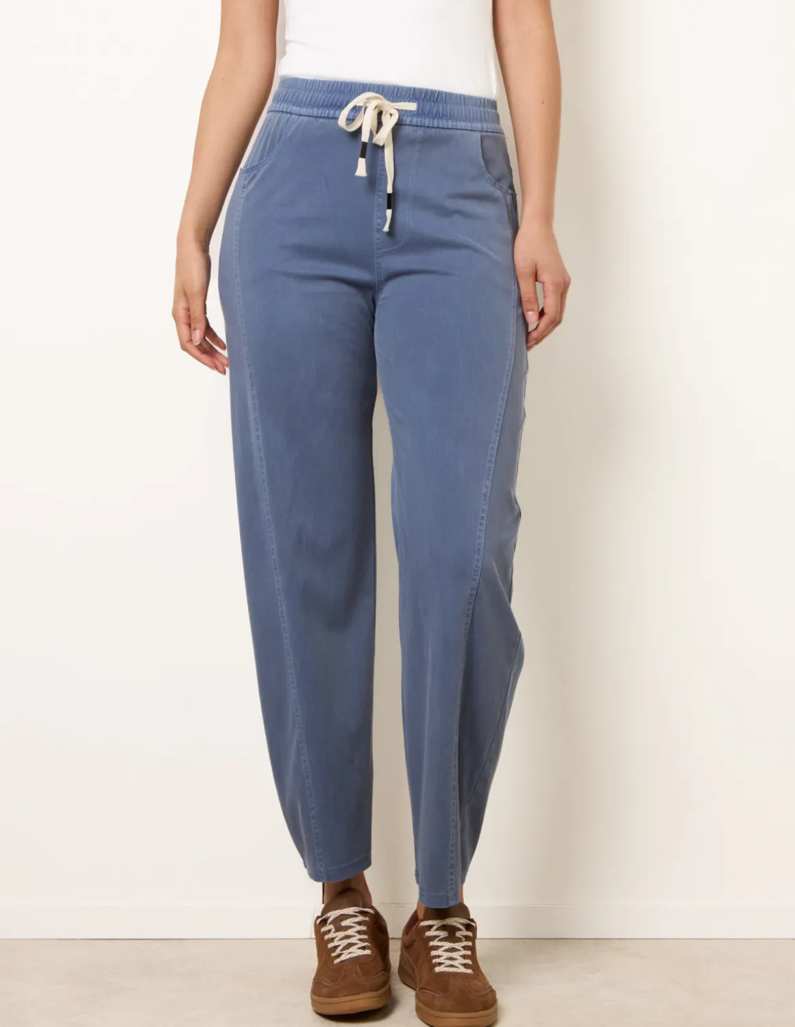 Elasticated Waistband Front Tie Stretch Trousers
