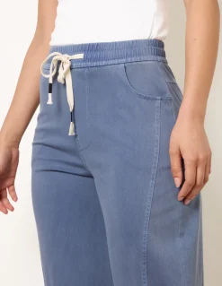Elasticated Waistband Front Tie Stretch Trousers