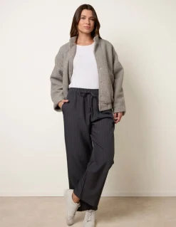 Elasticated Waist Pinstripe Trousers