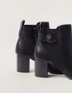 Elastic Side Detail Block Heeled Boots