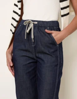 Elastic Waist Seam Detail Jeans