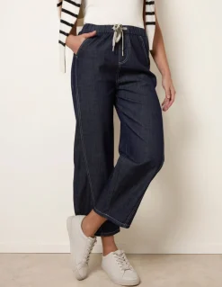 Elastic Waist Seam Detail Jeans