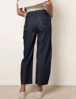 Elastic Waist Seam Detail Jeans