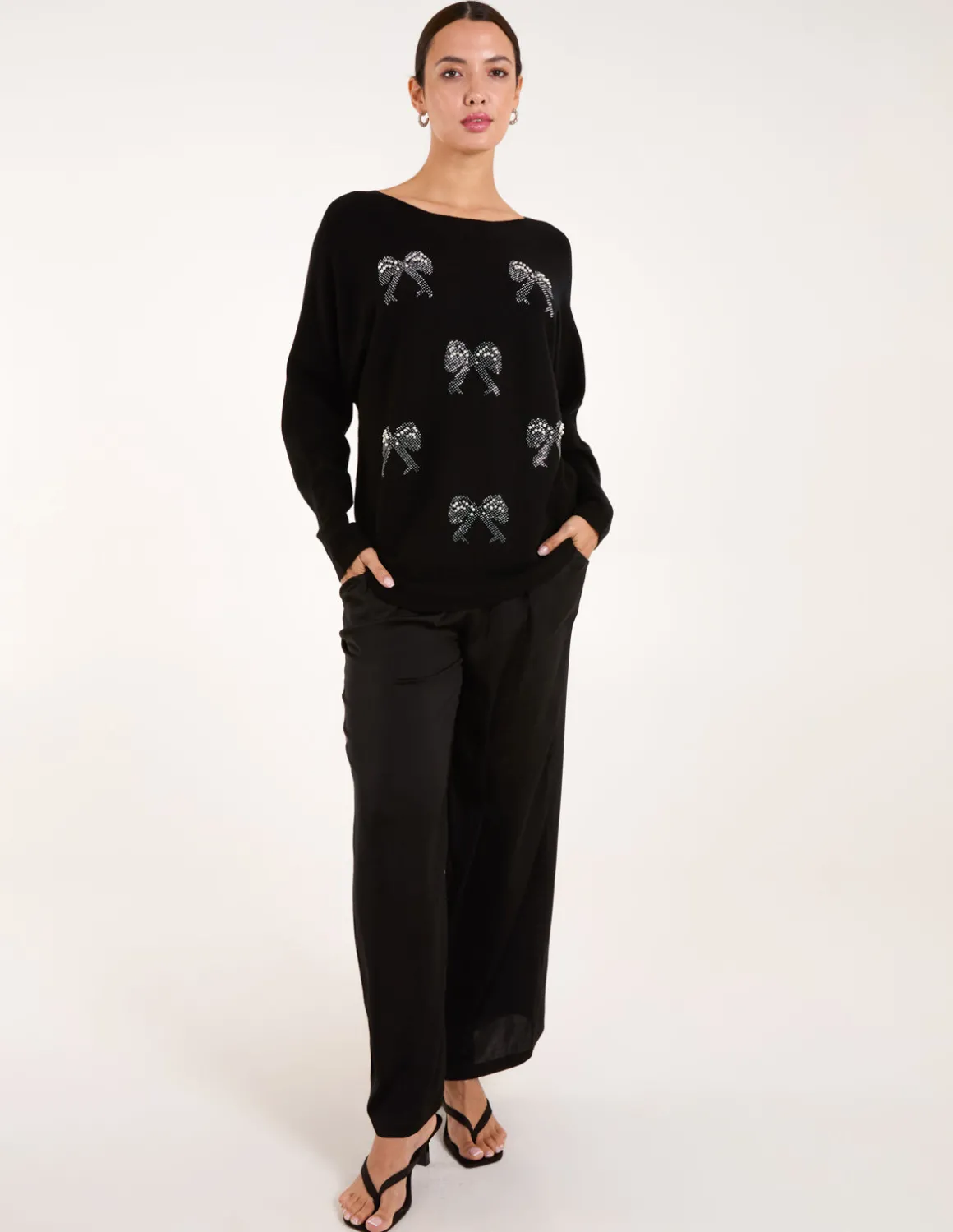 Embellished Bows Knitted Jumper