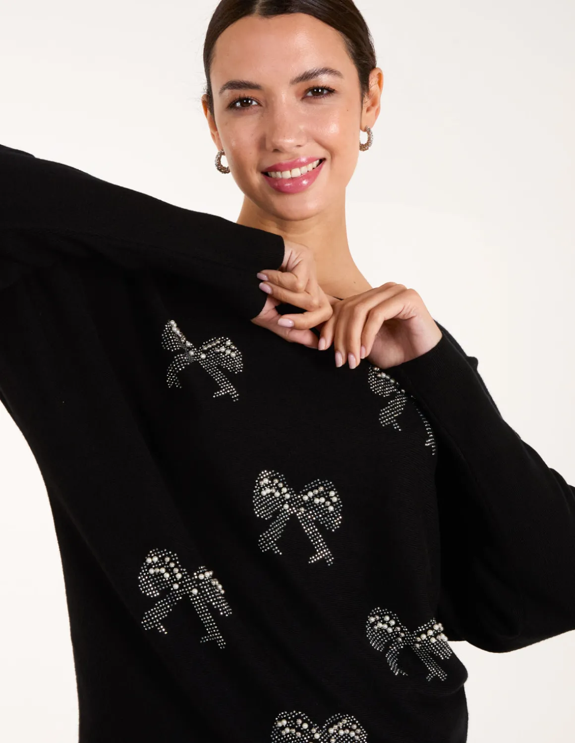 Embellished Bows Knitted Jumper