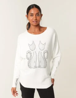 Embellished Cat Jumper