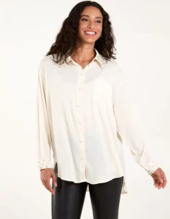 Embellished Collar & Cuff Satin Shirt