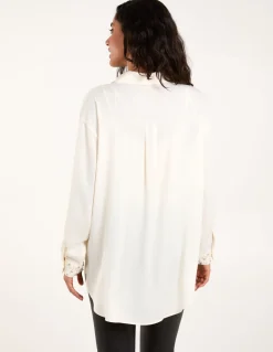 Embellished Collar & Cuff Satin Shirt