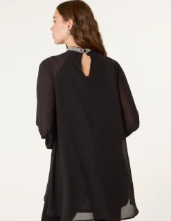 Embellished Collar Tunic Top